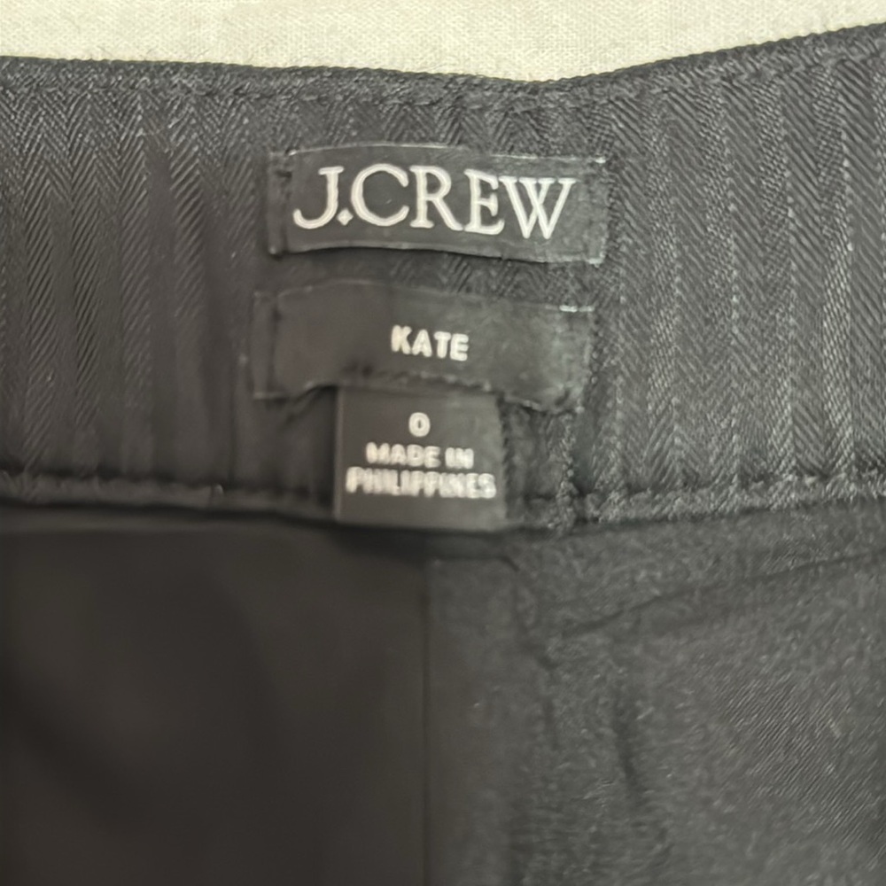 Like New J. Crew Kate Linen Blend Straight Leg Stretch Pants, Black 0 - Picture 3 of 9